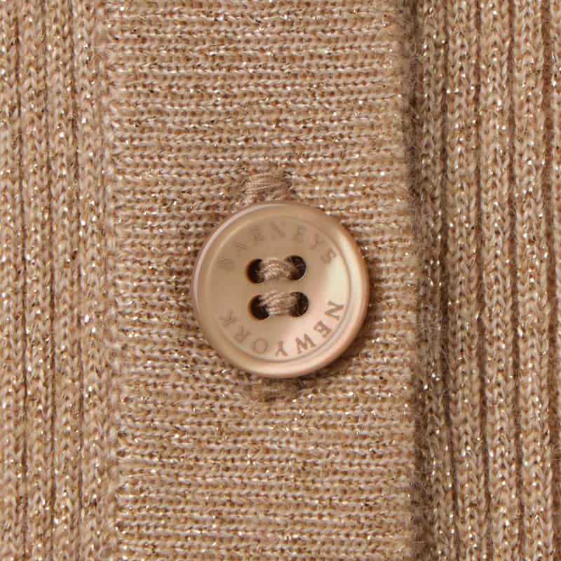 BARNEYS NEW YORK カシミヤ混シアーラメリブニットカーディガン BEIGE