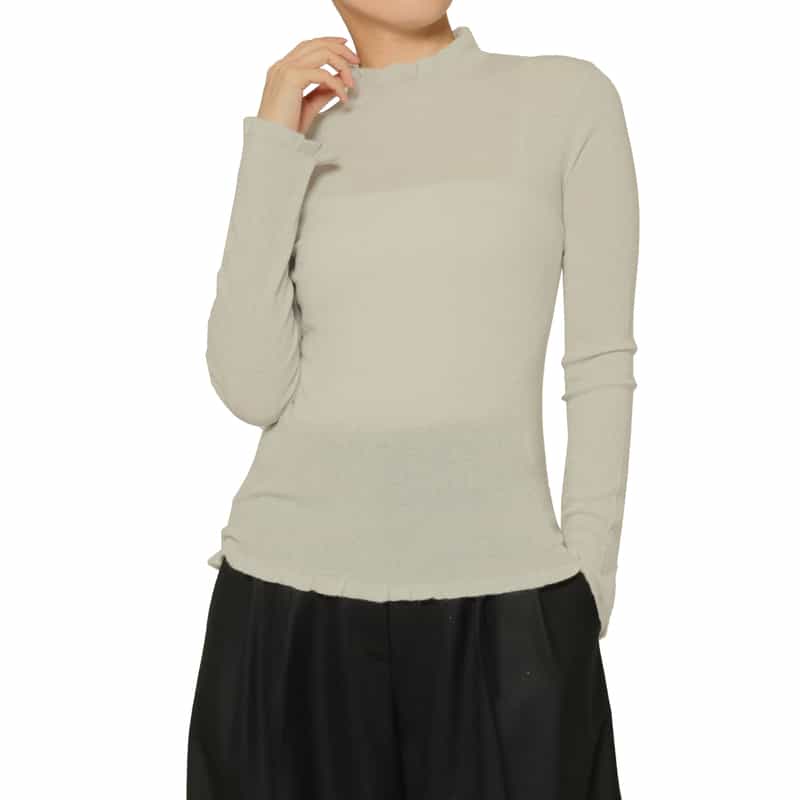 BARNEYS NEW YORK カシミヤ混シアーラメリブニットプルオーバー WHITE