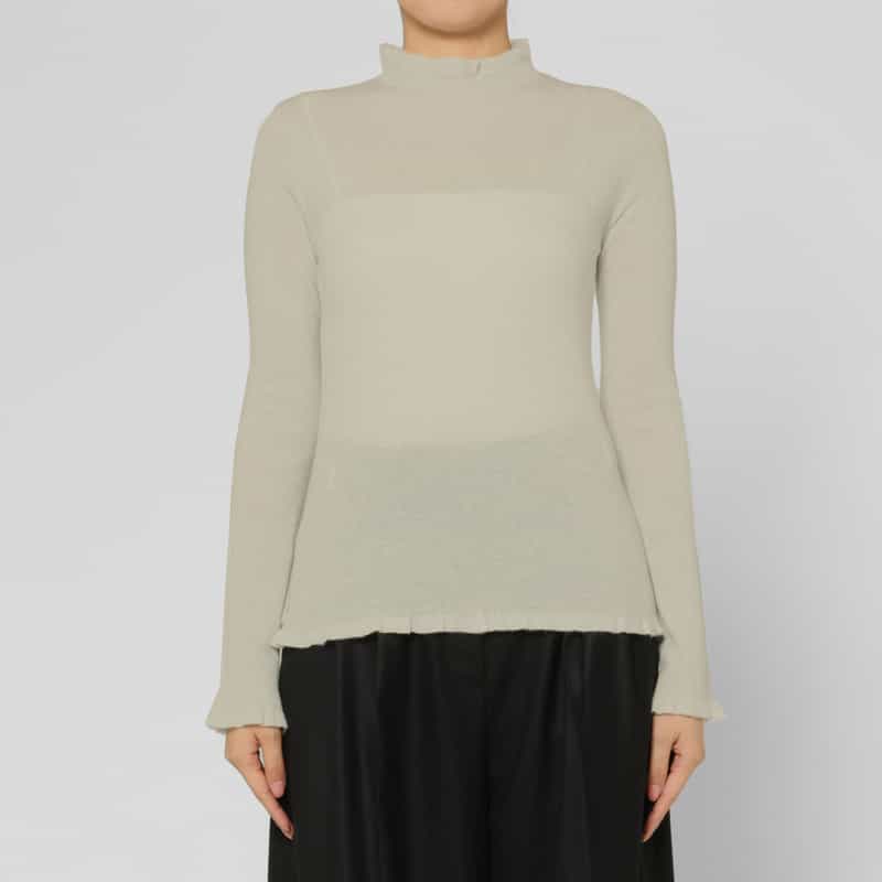 BARNEYS NEW YORK カシミヤ混シアーラメリブニットプルオーバー WHITE
