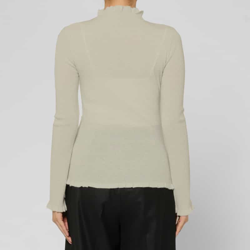 BARNEYS NEW YORK カシミヤ混シアーラメリブニットプルオーバー WHITE