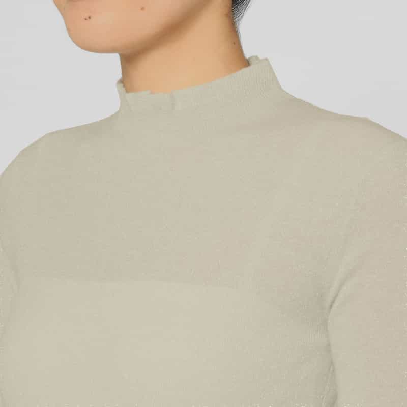 BARNEYS NEW YORK カシミヤ混シアーラメリブニットプルオーバー WHITE