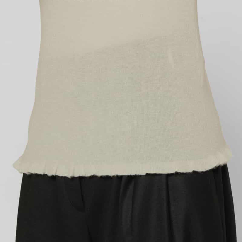 BARNEYS NEW YORK カシミヤ混シアーラメリブニットプルオーバー WHITE