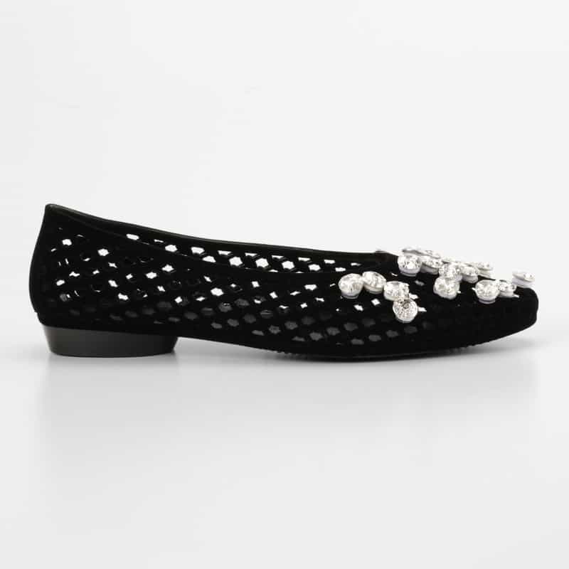 HEAVENLY JELLY HEAVENLY JELLY＜ヘブンリージェリー＞ PVC素材ビジュー付きフラットパンプス BLACK