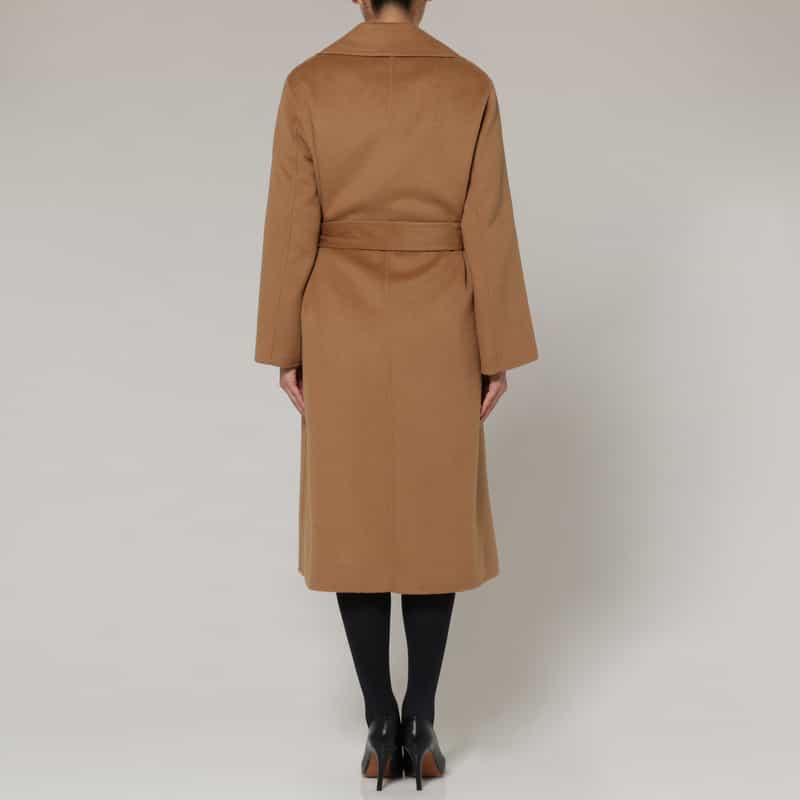 BARNEYS NEW YORK ウール混ダブルフェイス ベルテッドロングコート CAMEL