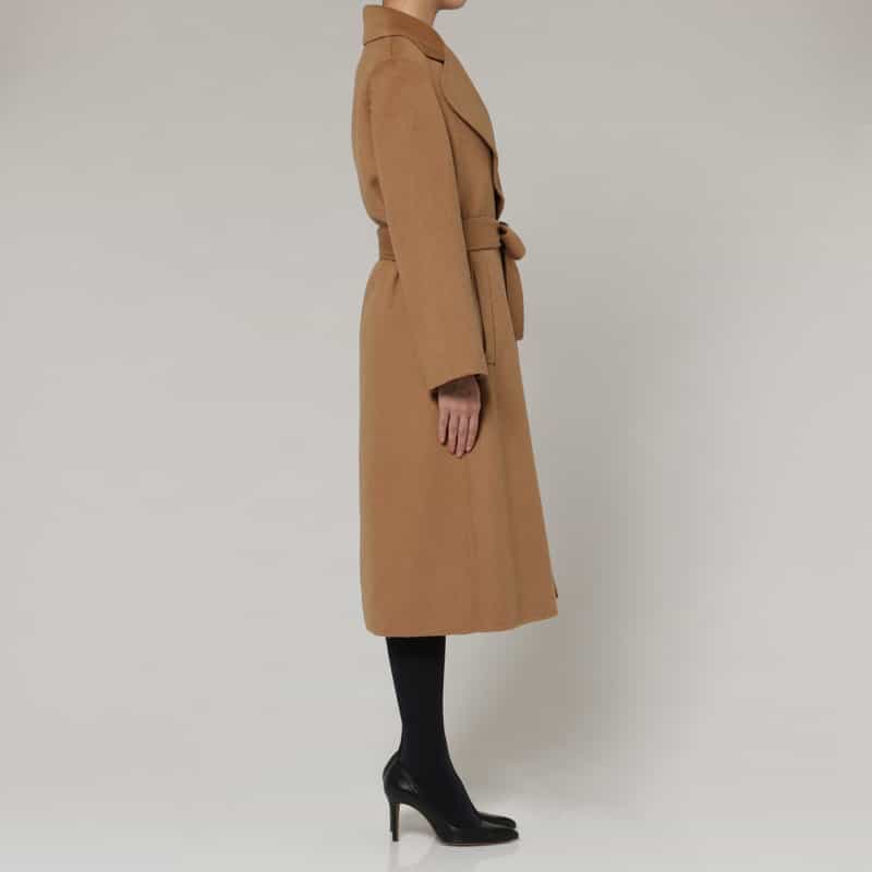 BARNEYS NEW YORK ウール混ダブルフェイス ベルテッドロングコート CAMEL