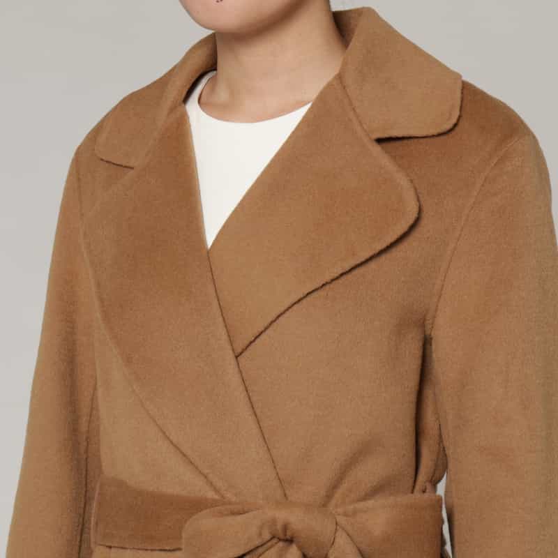 BARNEYS NEW YORK ウール混ダブルフェイス ベルテッドロングコート CAMEL