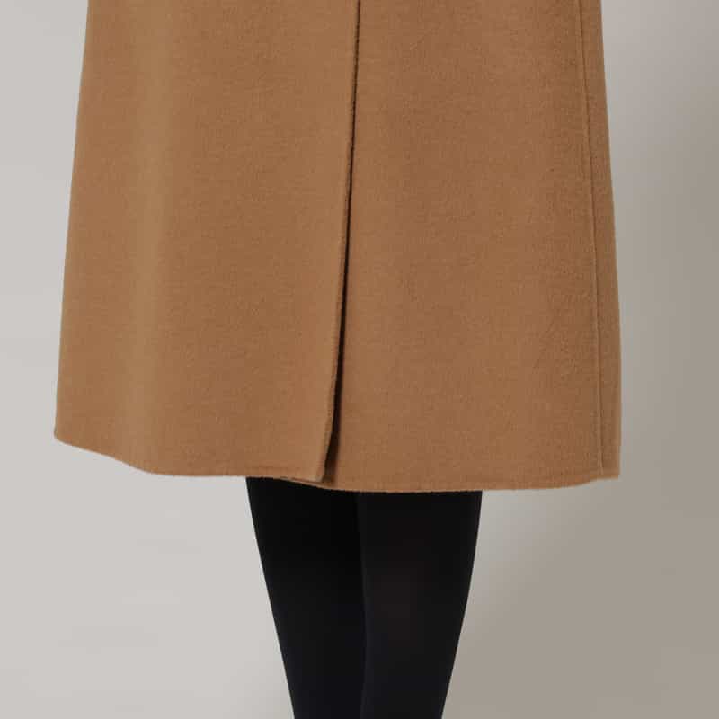 BARNEYS NEW YORK ウール混ダブルフェイス ベルテッドロングコート CAMEL