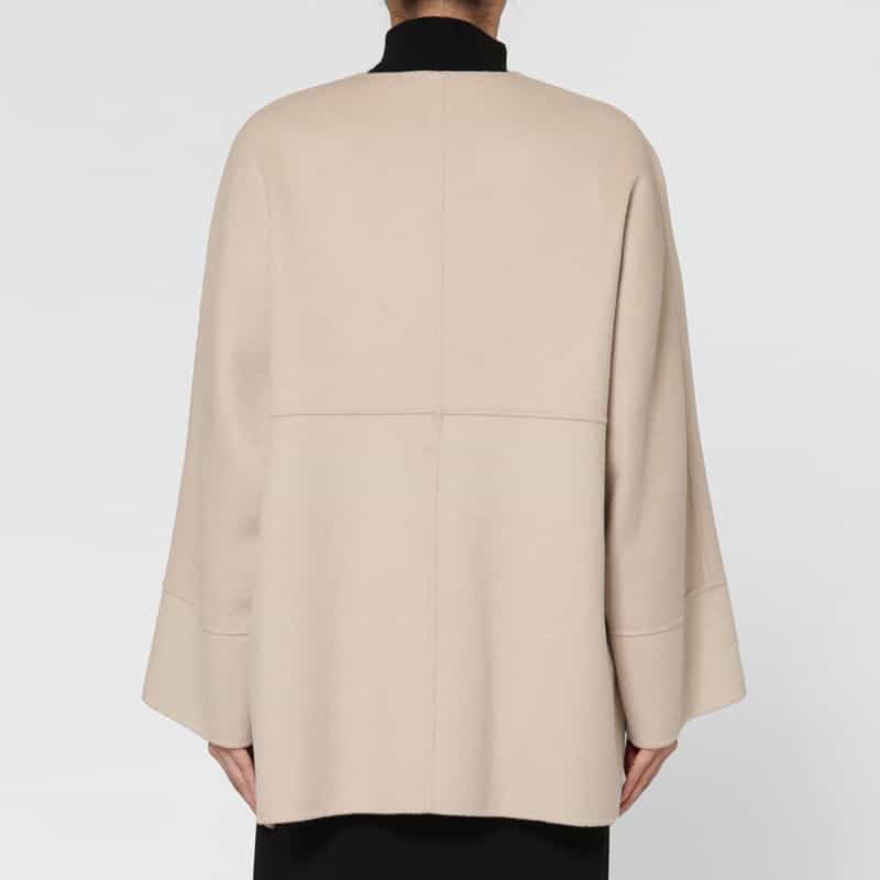 BARNEYS NEW YORK ウール混ダブルフェイス ノーカラーコート LT BEIGE