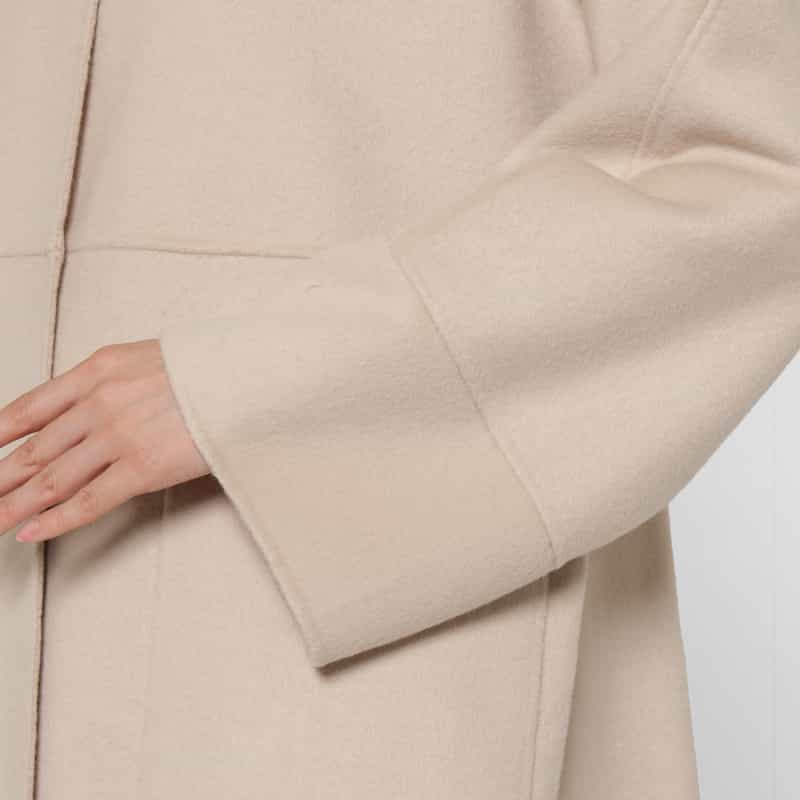 BARNEYS NEW YORK ウール混ダブルフェイス ノーカラーコート LT BEIGE
