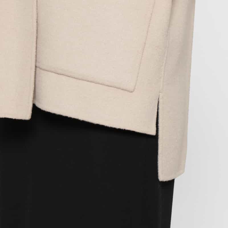 BARNEYS NEW YORK ウール混ダブルフェイス ノーカラーコート LT BEIGE
