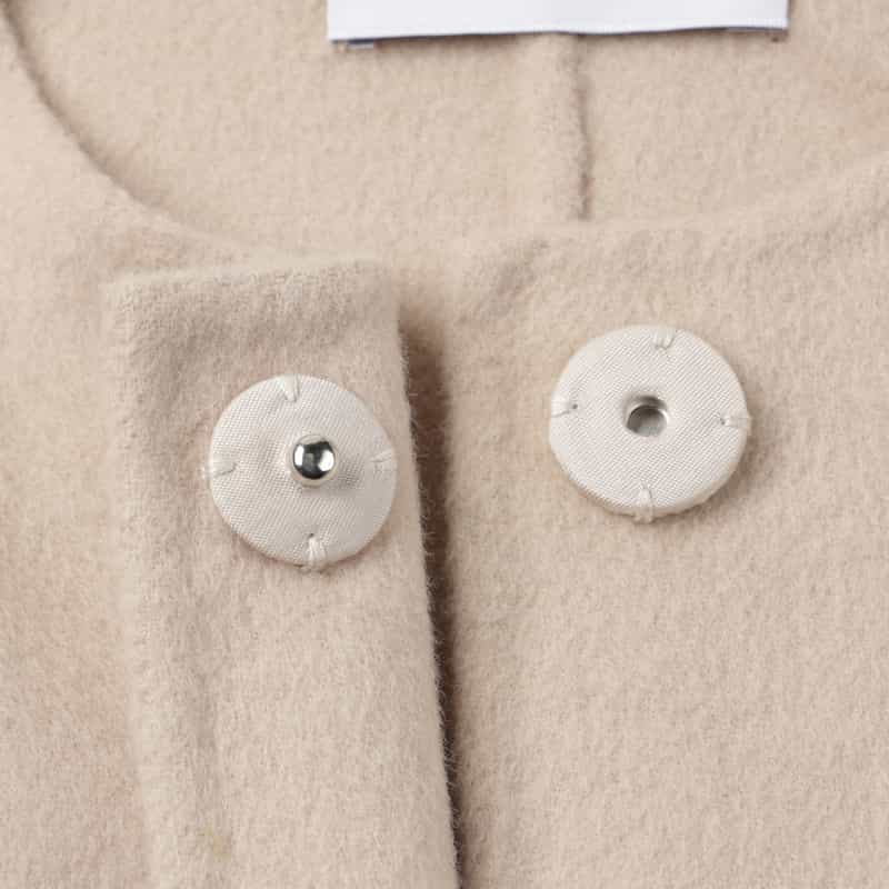 BARNEYS NEW YORK ウール混ダブルフェイス ノーカラーコート LT BEIGE