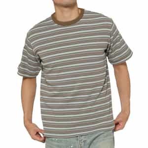 リブボーダー柄ニットTシャツ