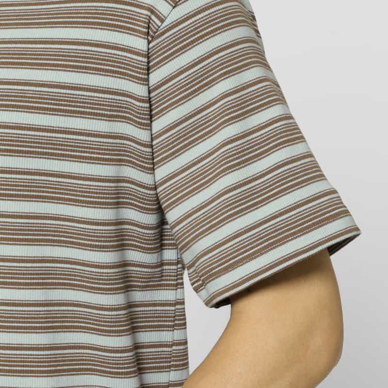 BARNEYS NEW YORK リブボーダー柄ニットTシャツ LIGHT BLUE