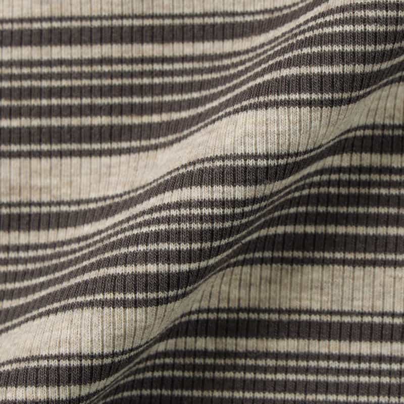 BARNEYS NEW YORK リブボーダー柄ニットTシャツ GRAY