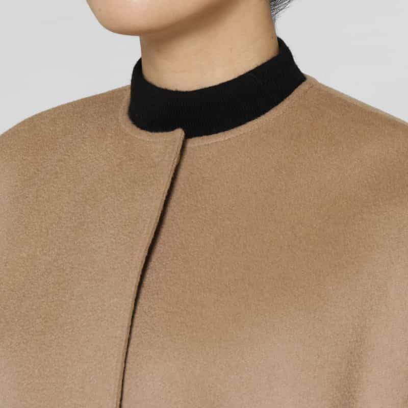 BARNEYS NEW YORK フォックスファー付け襟付きカシミヤケープコート CAMEL