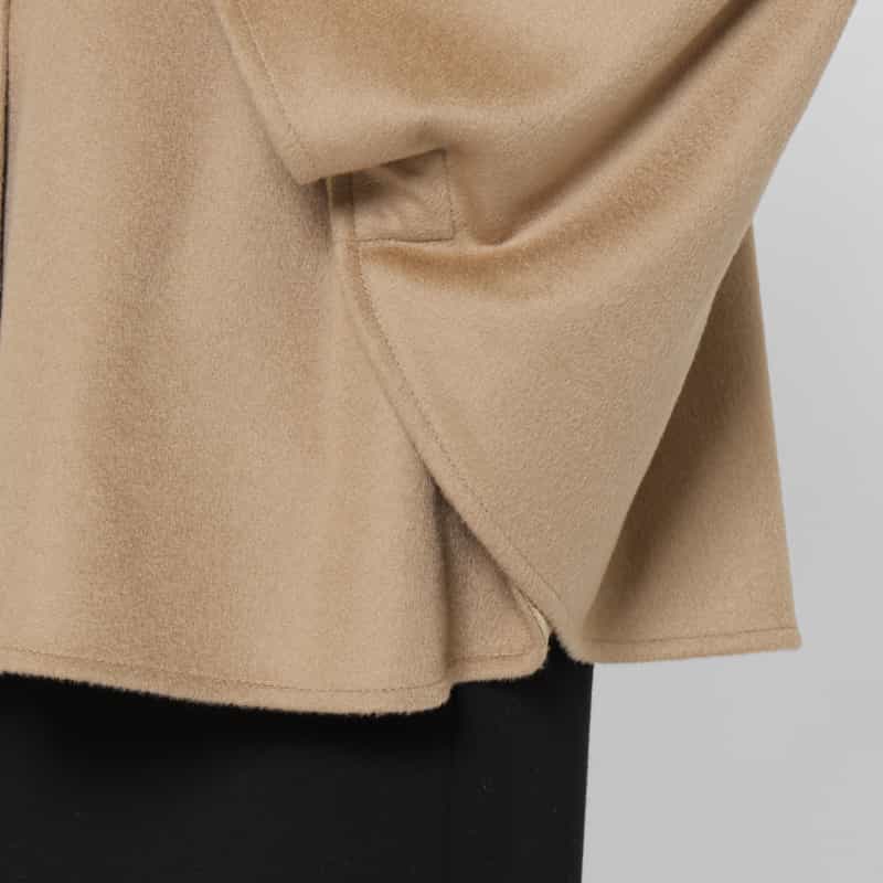 BARNEYS NEW YORK フォックスファー付け襟付きカシミヤケープコート CAMEL