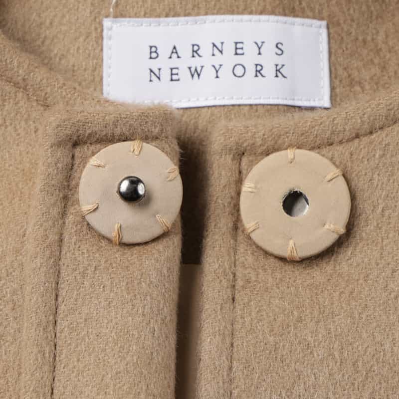 BARNEYS NEW YORK フォックスファー付け襟付きカシミヤケープコート CAMEL