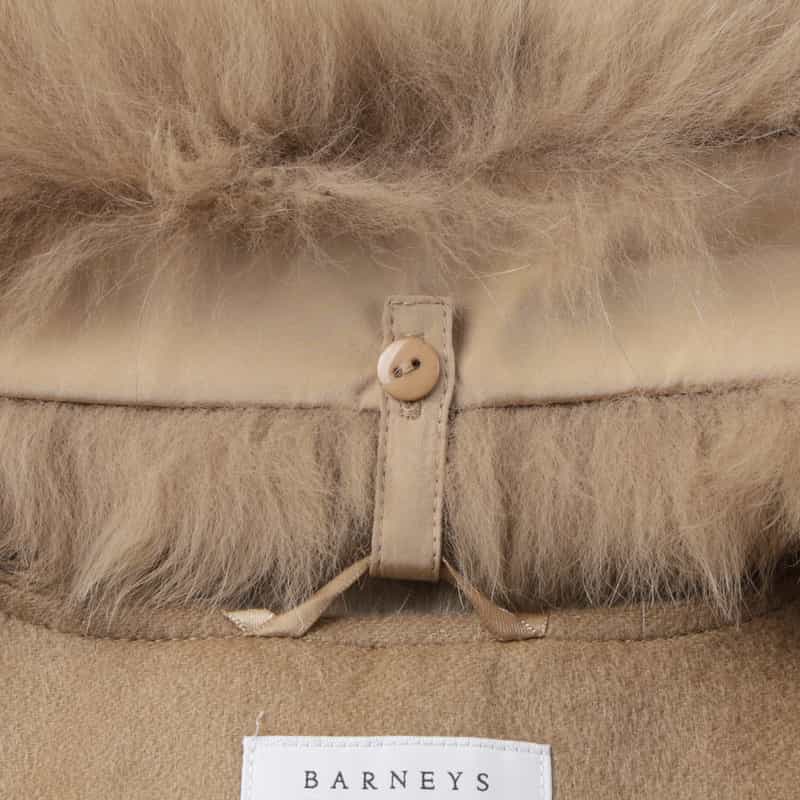 BARNEYS NEW YORK フォックスファー付け襟付きカシミヤケープコート CAMEL