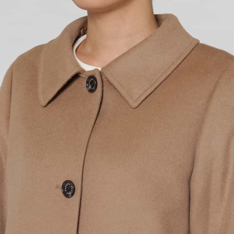 BARNEYS NEW YORK フォックスファー付け襟付きカシミヤステンカラーコート CAMEL
