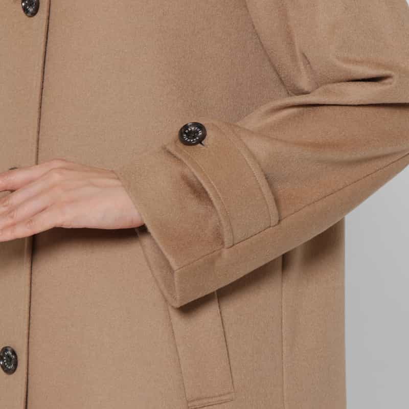 BARNEYS NEW YORK フォックスファー付け襟付きカシミヤステンカラーコート CAMEL
