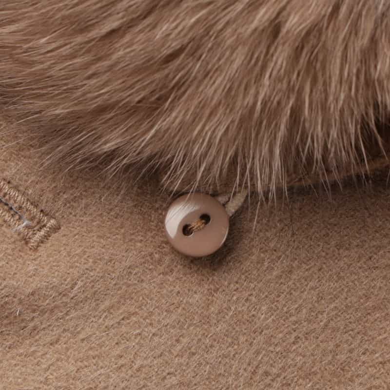 BARNEYS NEW YORK フォックスファー付け襟付きカシミヤステンカラーコート CAMEL