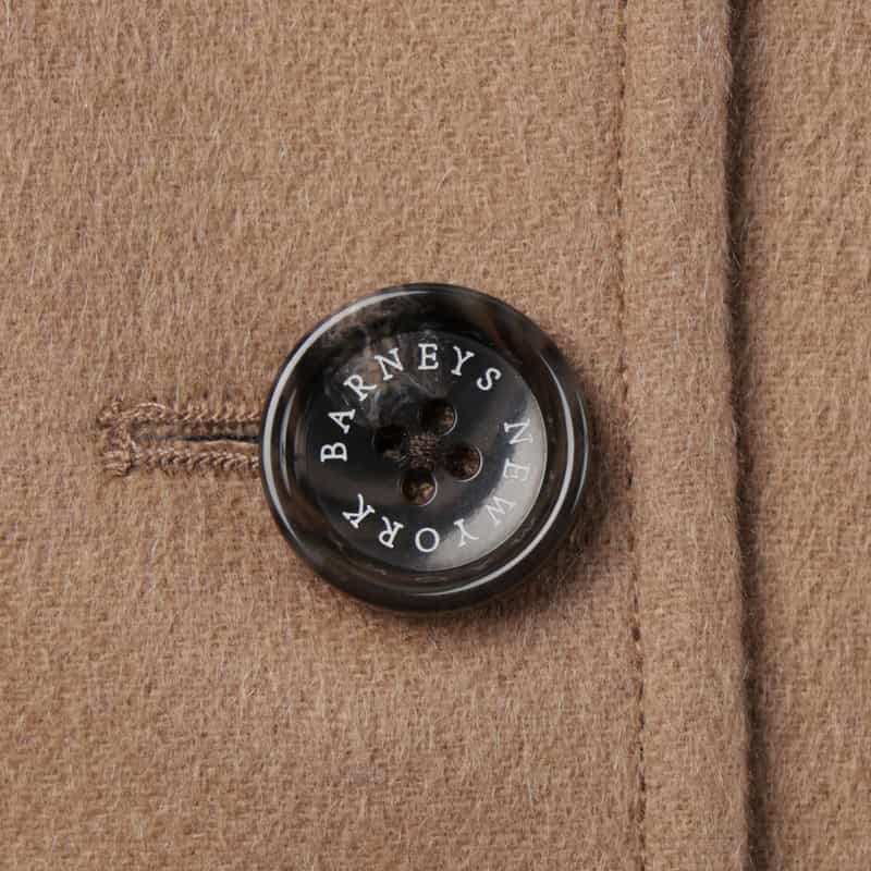 BARNEYS NEW YORK フォックスファー付け襟付きカシミヤステンカラーコート CAMEL
