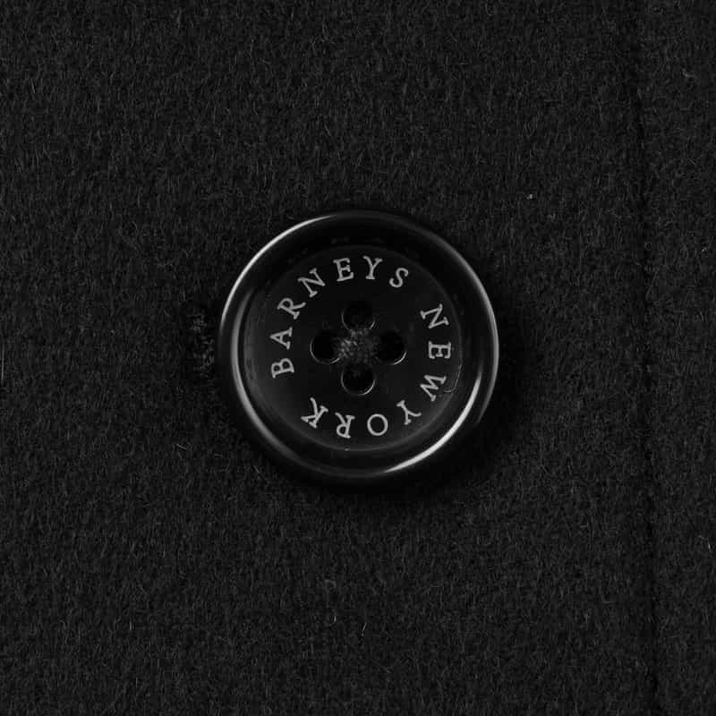 BARNEYS NEW YORK フォックスファー付け襟付きカシミヤステンカラーコート BLACK