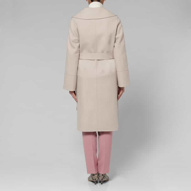 BARNEYS NEW YORK メルトン ダブルフェイス ビッグカラーベルテッドコート LT BEIGE