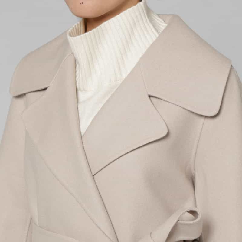 BARNEYS NEW YORK メルトン ダブルフェイス ビッグカラーベルテッドコート LT BEIGE