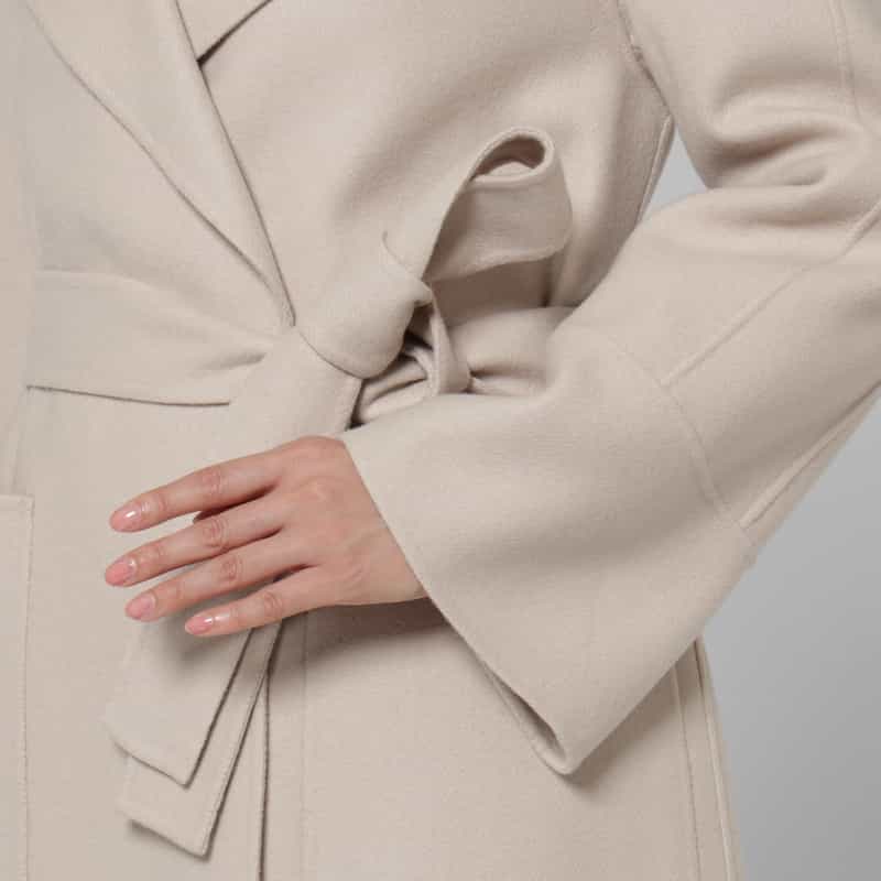 BARNEYS NEW YORK メルトン ダブルフェイス ビッグカラーベルテッドコート LT BEIGE