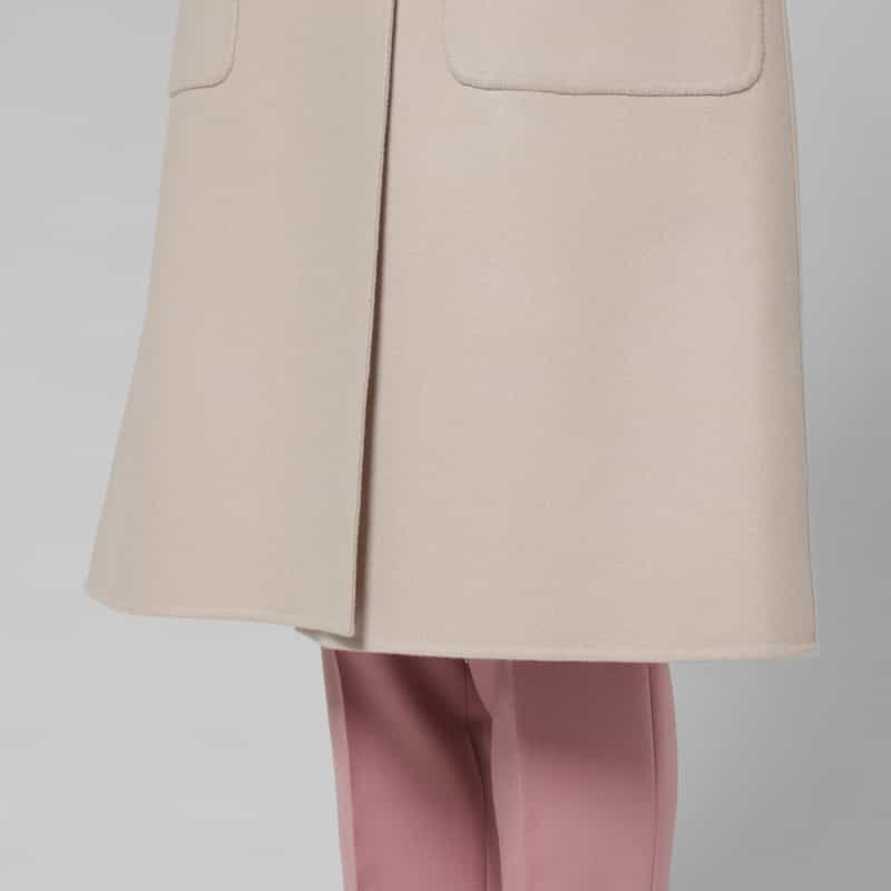 BARNEYS NEW YORK メルトン ダブルフェイス ビッグカラーベルテッドコート LT BEIGE