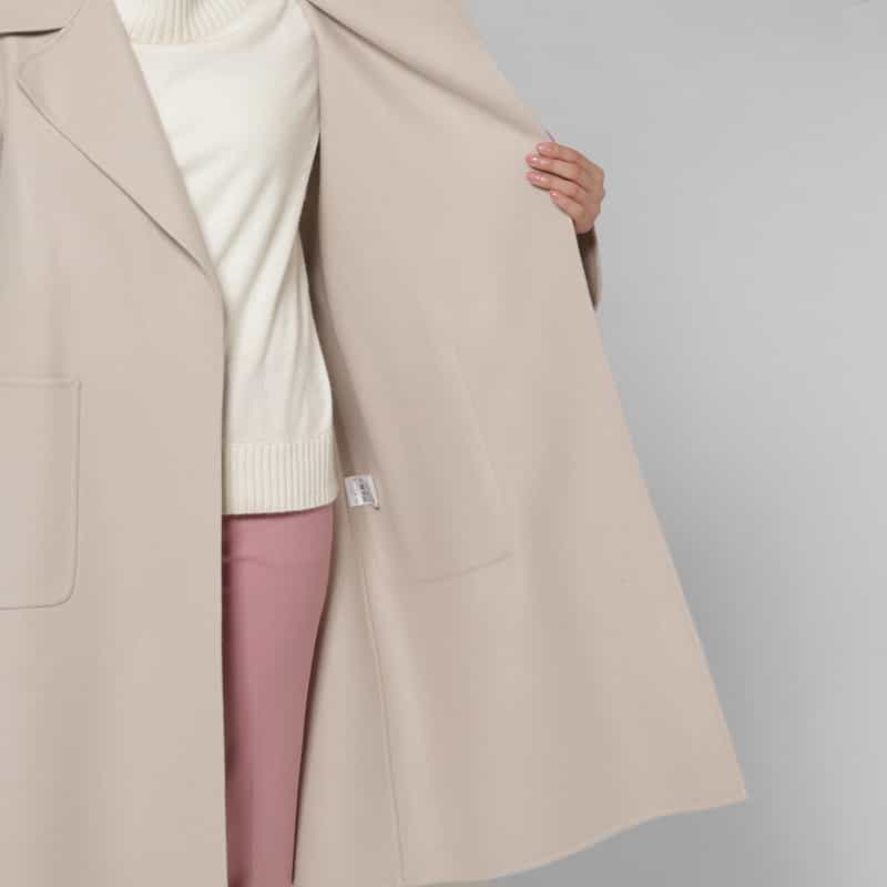 BARNEYS NEW YORK メルトン ダブルフェイス ビッグカラーベルテッドコート LT BEIGE