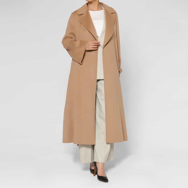 BARNEYS NEW YORK ダブルフェイス ベルテッドローブコート CAMEL