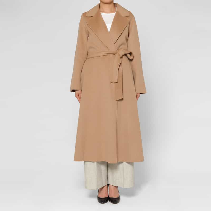 BARNEYS NEW YORK ダブルフェイス ベルテッドローブコート CAMEL