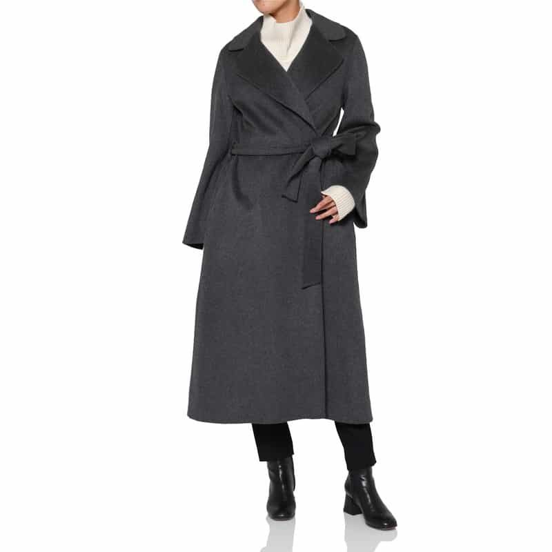 BARNEYS NEW YORK ダブルフェイス ベルテッドローブコート DARK GRAY