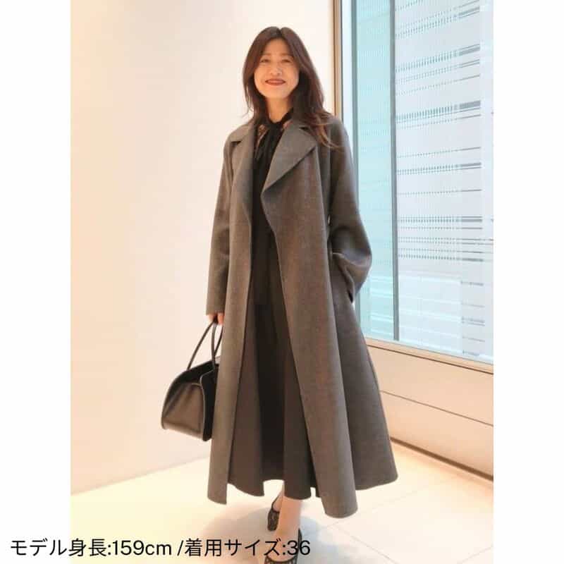 BARNEYS NEW YORK ダブルフェイス ベルテッドローブコート DARK GRAY