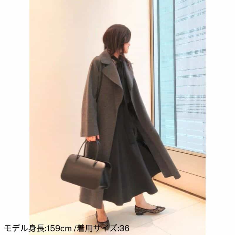 BARNEYS NEW YORK ダブルフェイス ベルテッドローブコート DARK GRAY