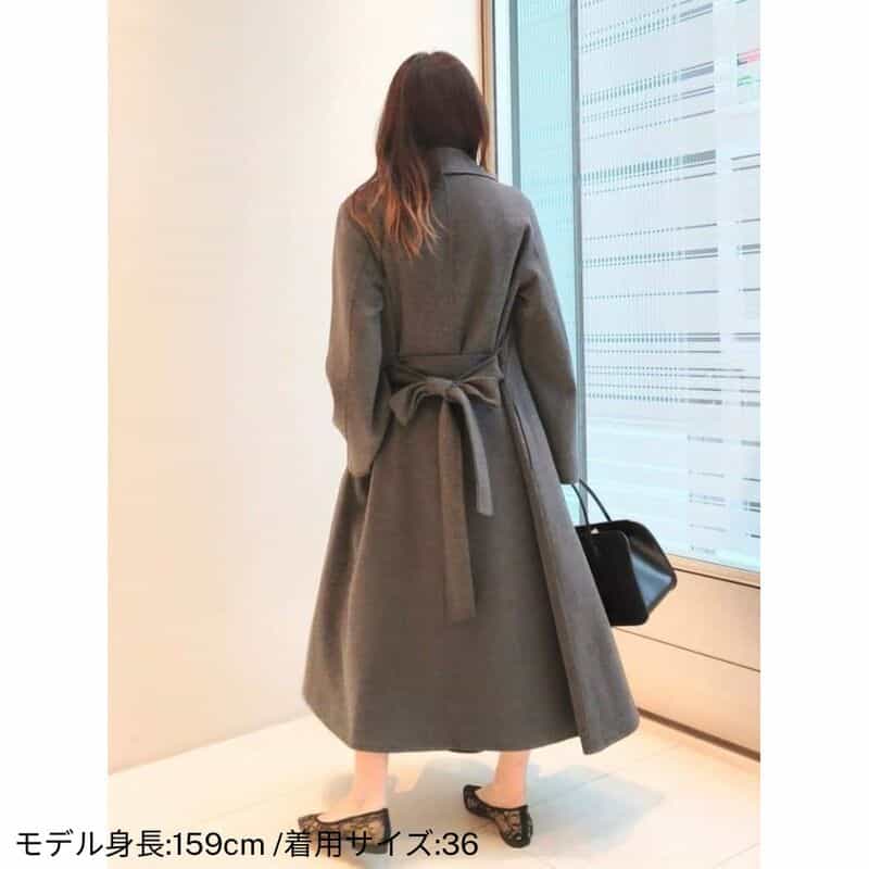 BARNEYS NEW YORK ダブルフェイス ベルテッドローブコート DARK GRAY