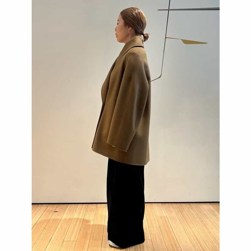 BARNEYS NEW YORK ダブルフェイス メルトンショールコート CAMEL
