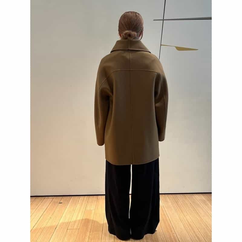 BARNEYS NEW YORK ダブルフェイス メルトンショールコート CAMEL