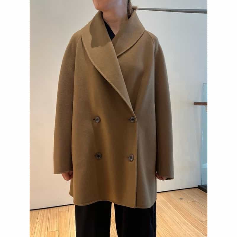 BARNEYS NEW YORK ダブルフェイス メルトンショールコート CAMEL