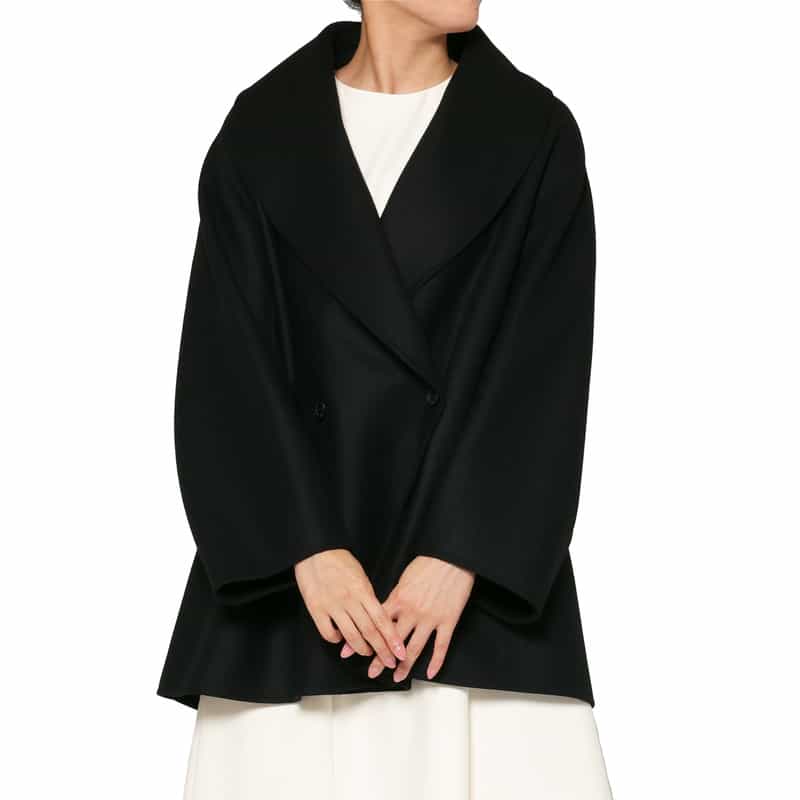 BARNEYS NEW YORK ダブルフェイス メルトンショールコート BLACK
