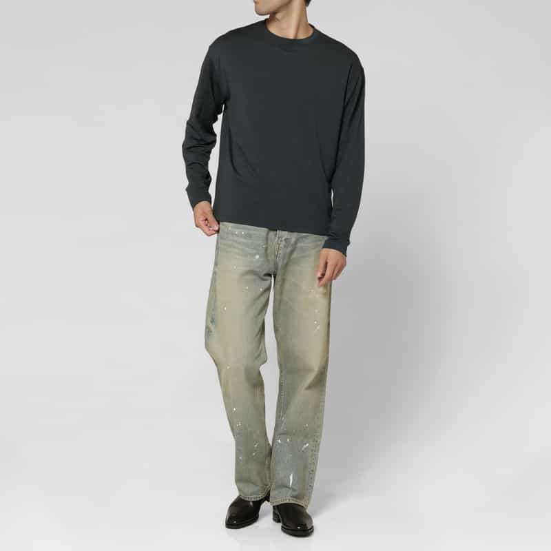 BARNEYS NEW YORK ウール素材クルーネックニットTシャツ（SUPER120s） GRAY