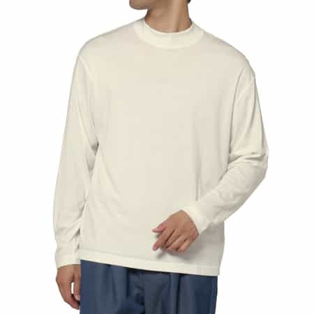 ウール素材モックネックニットTシャツ（SUPER120s）