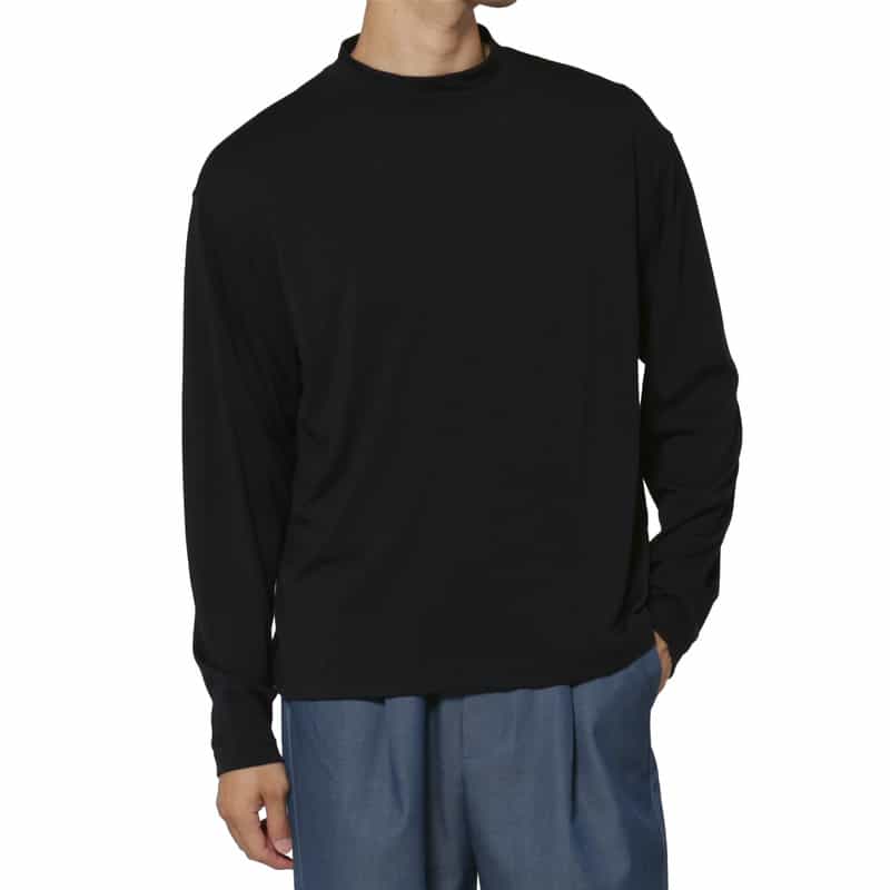 ウール素材モックネックニットTシャツ（SUPER120s）