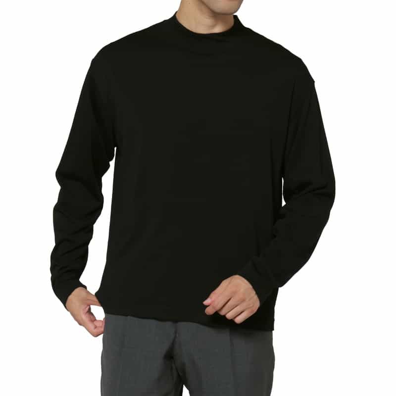 BARNEYS NEW YORK ウール素材モックネックニットTシャツ（SUPER120s） BLACK