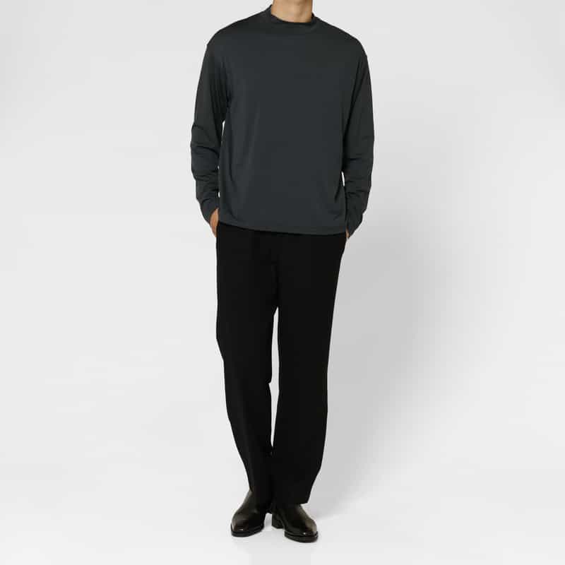 BARNEYS NEW YORK ウール素材モックネックニットTシャツ（SUPER120s） GRAY