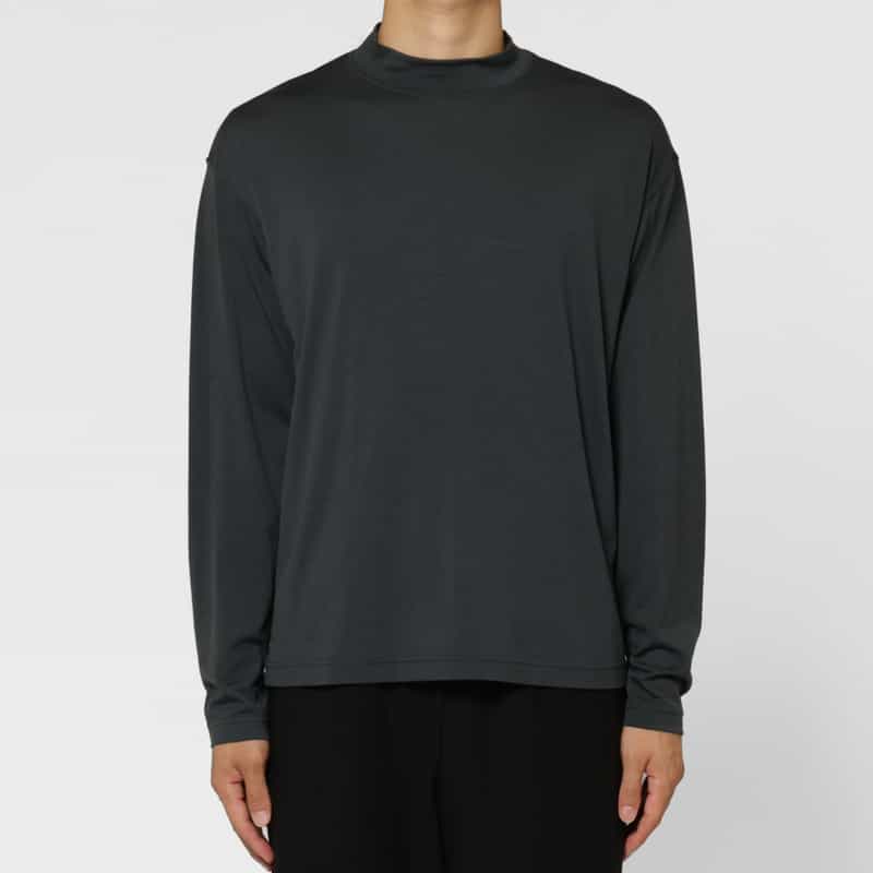 BARNEYS NEW YORK ウール素材モックネックニットTシャツ（SUPER120s） GRAY