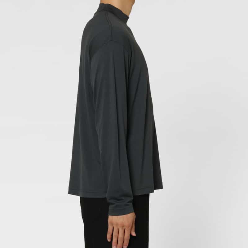 BARNEYS NEW YORK ウール素材モックネックニットTシャツ（SUPER120s） GRAY