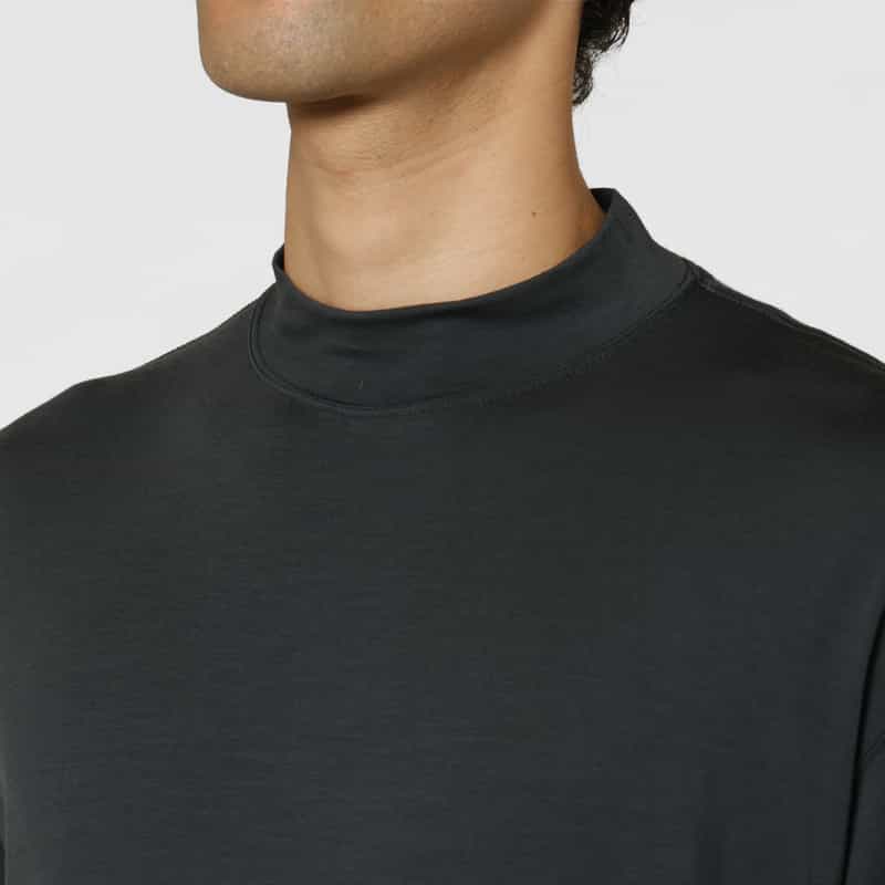 BARNEYS NEW YORK ウール素材モックネックニットTシャツ（SUPER120s） GRAY